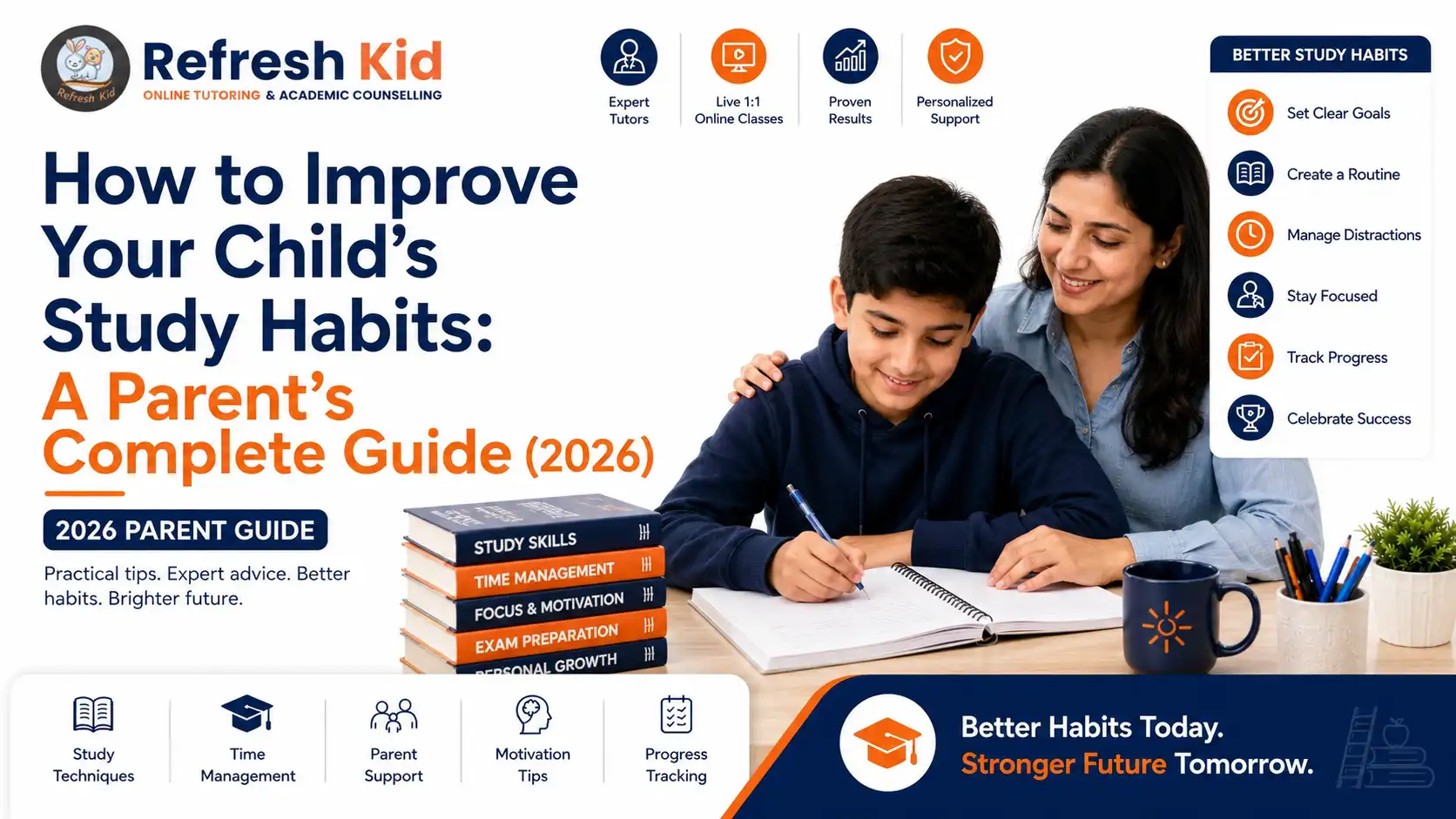 Student building better study habits with parent support